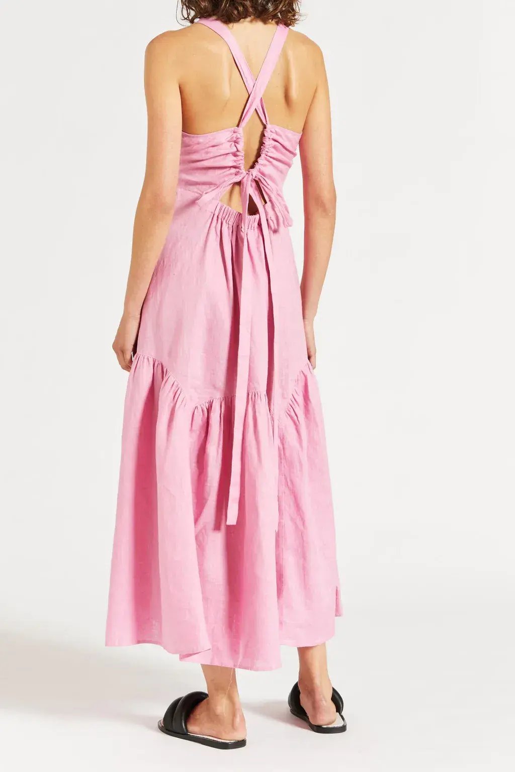 Lee Matthews Ali Linen Maxi Dress Pink Size 4 photo 3