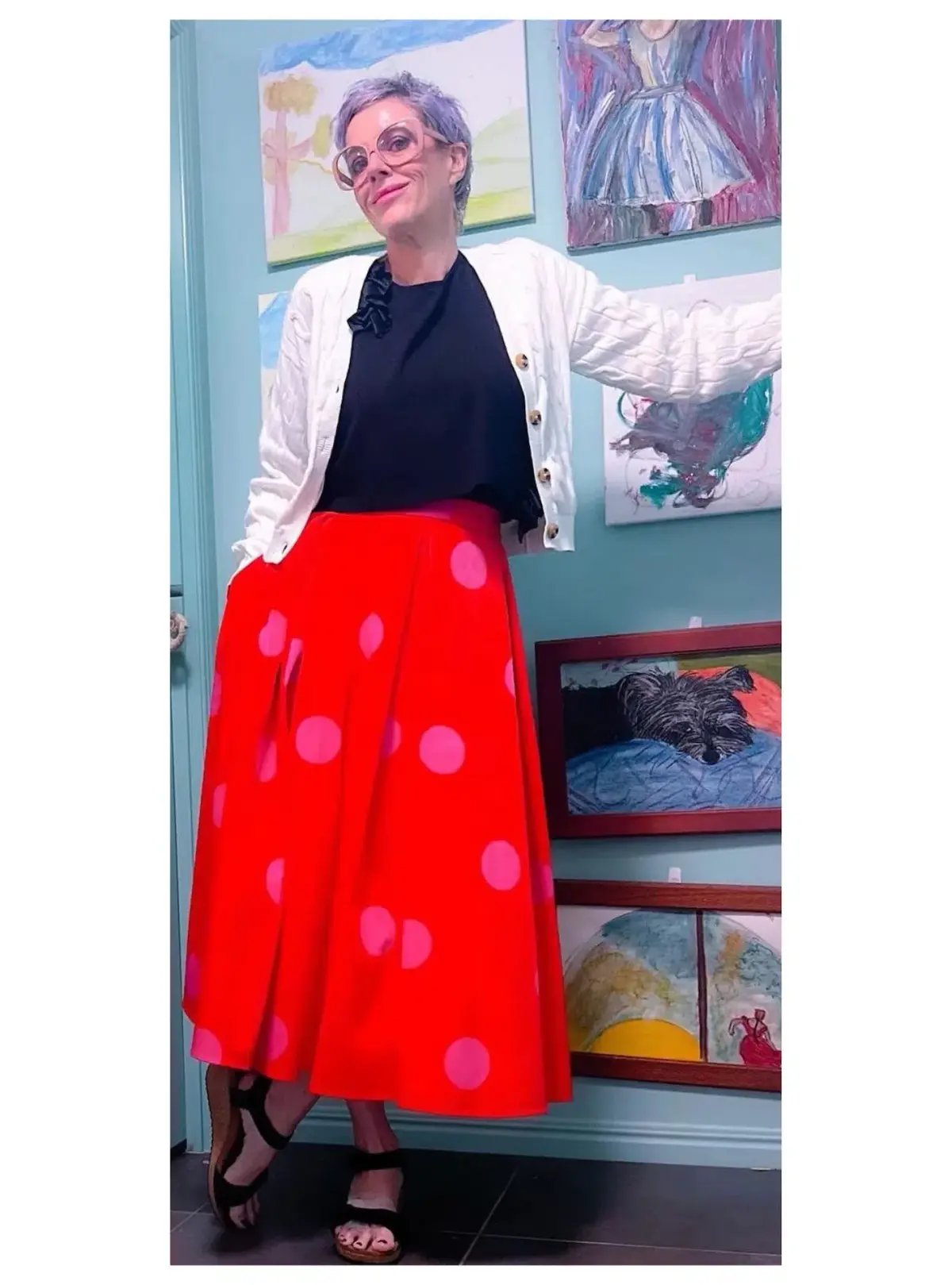 Kate Spade Giant Dot Faille Midi Skirt Orange Print Size 8 US / 12 UK/AU photo 6
