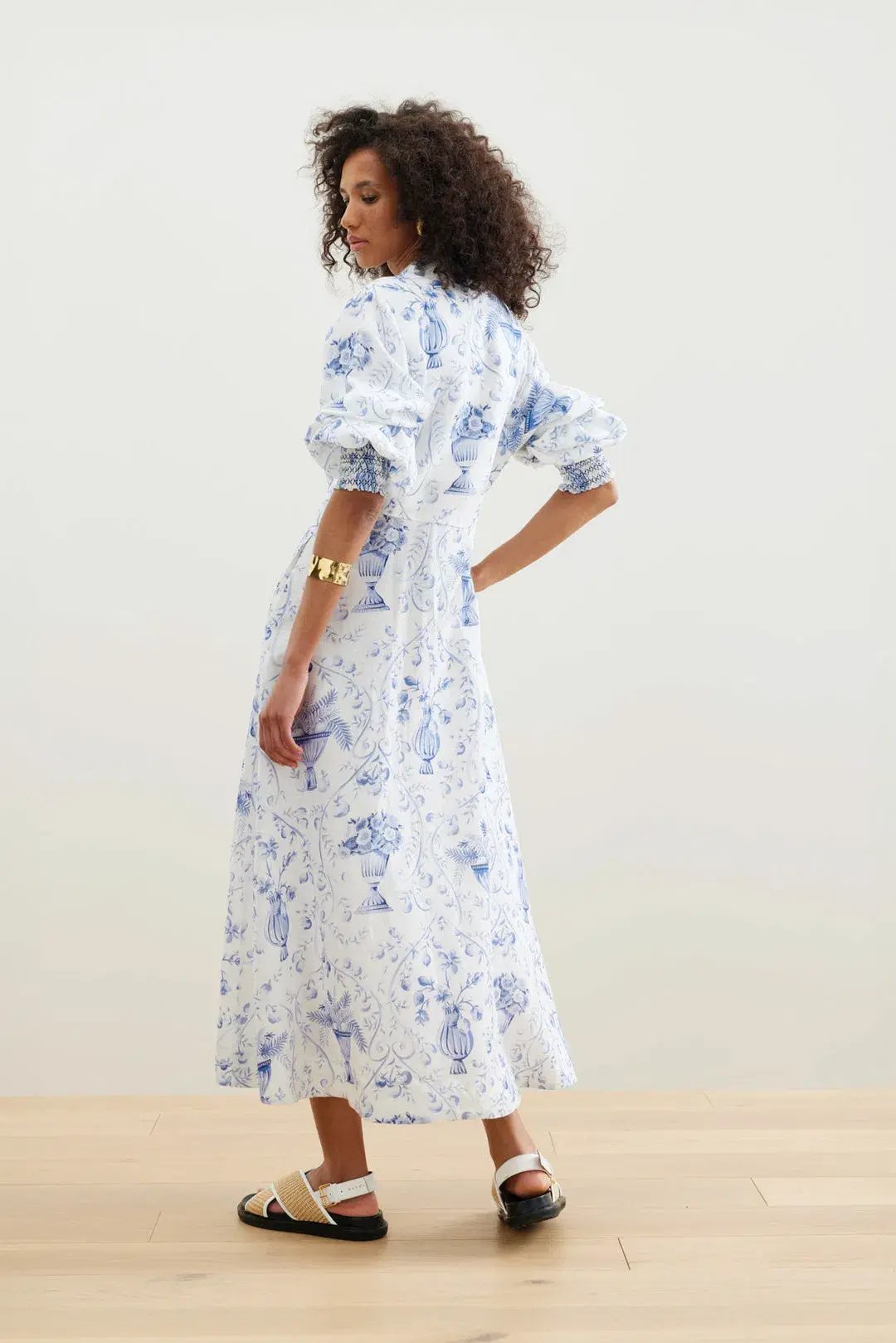 Binny La Casa Azul Midi Dress Blue Print Size 8 photo 2