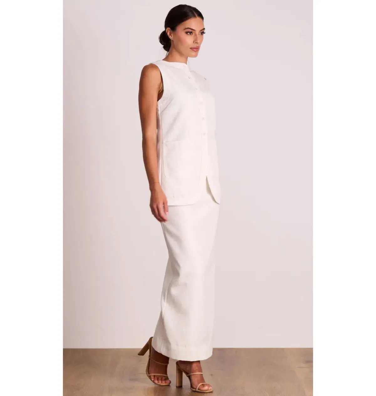 Pasduchas Weekender Linen Vest and Skirt Oat Size AU 14 photo 2