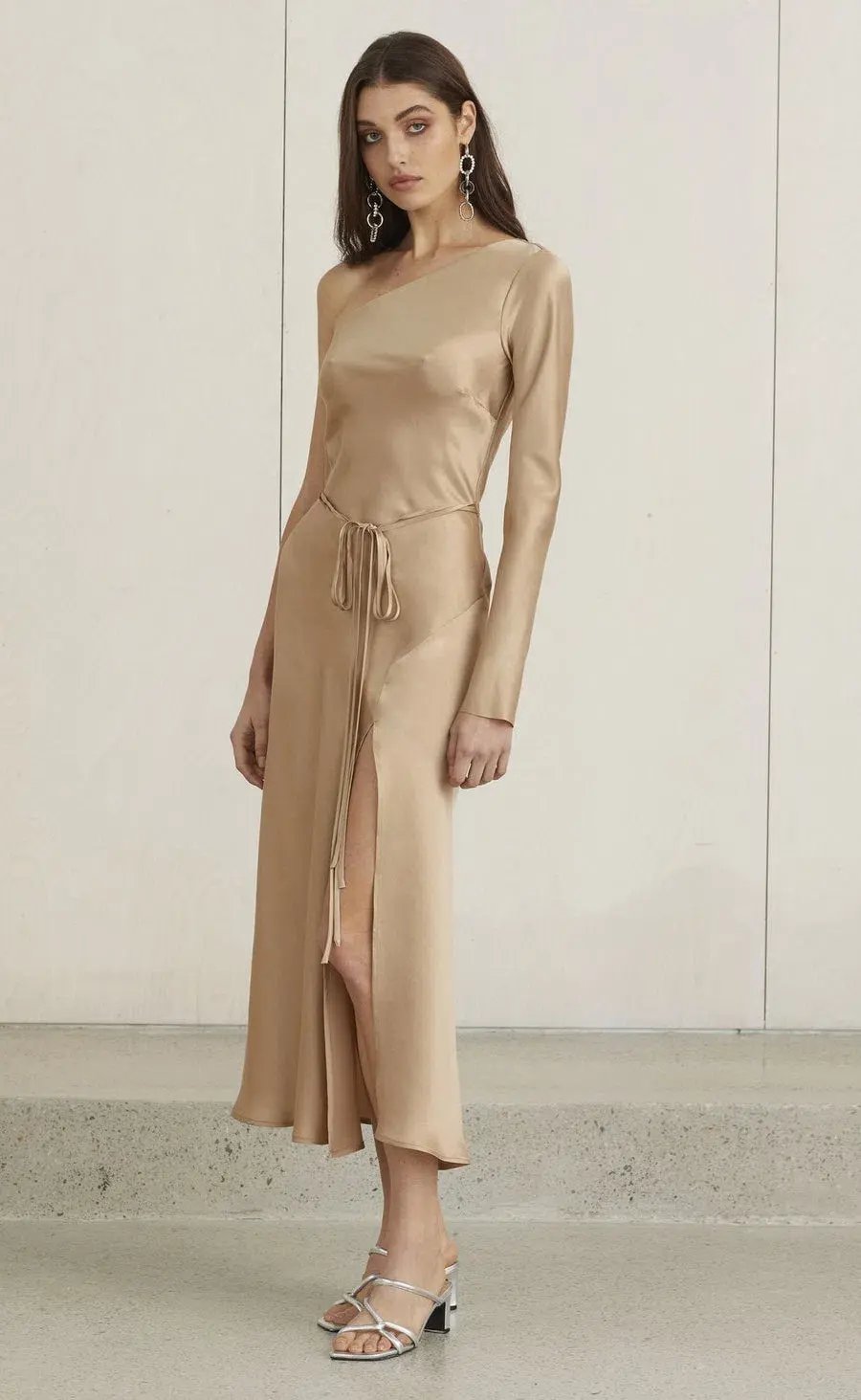 Bec and Bridge Classic One Shoulder Dress Gold Size 8 photo 2