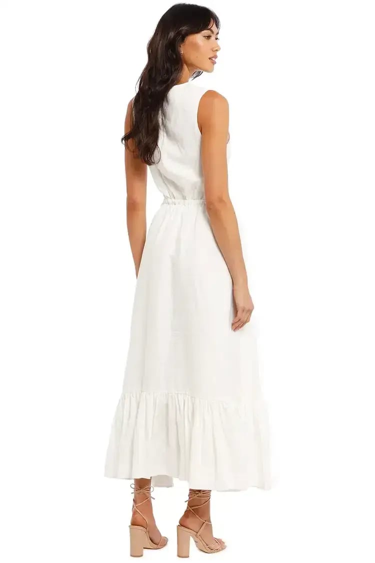 Leo Lin Luminous Linen Cutout Dress White Size 12 photo 2