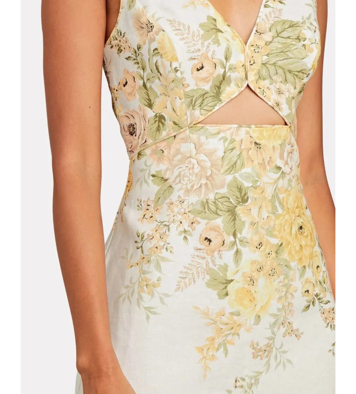 Zimmermann Amelie Cut Out Mini Dress Ivory Garden Floral Size 1 AU 10 photo 4