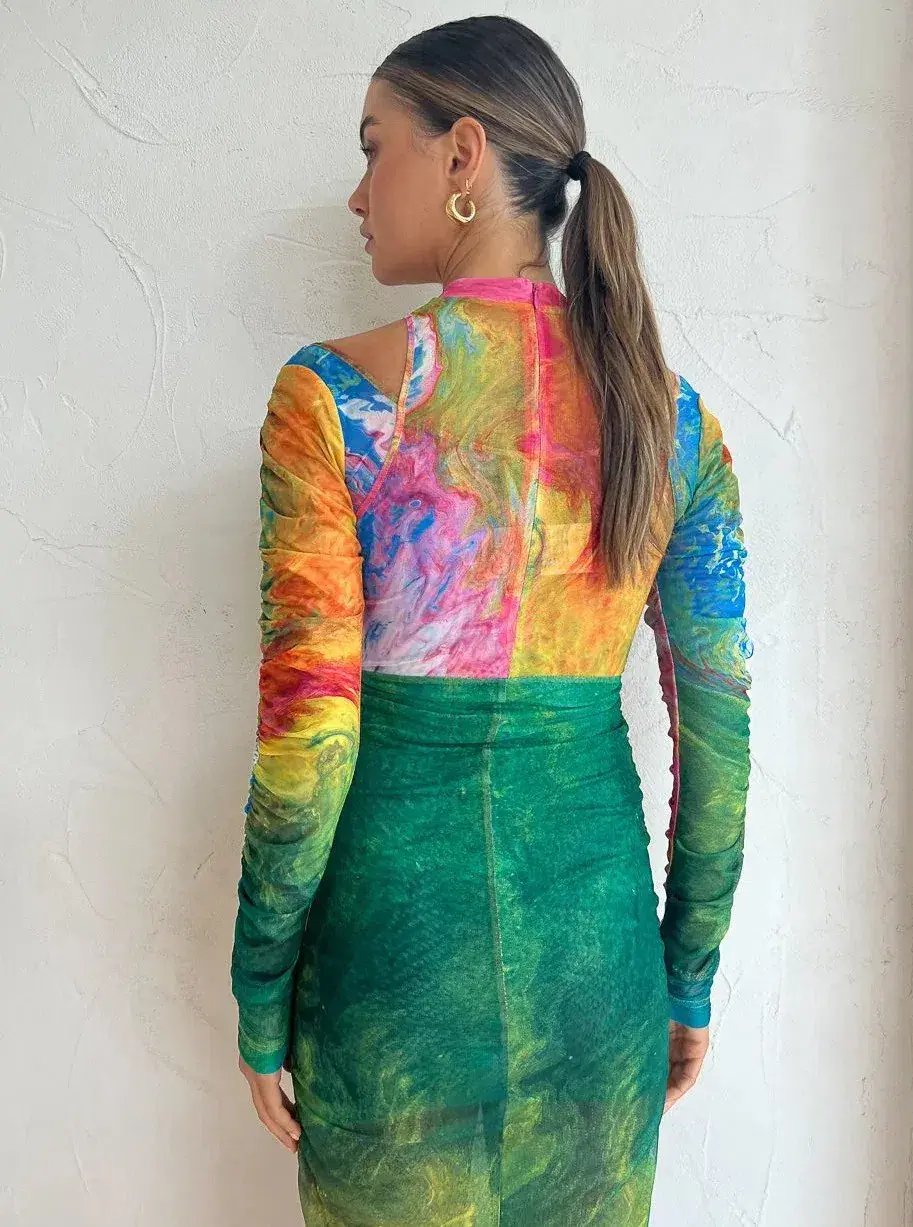 Alemais Irving Mesh Midi Dress in Multi Size 6 photo 2