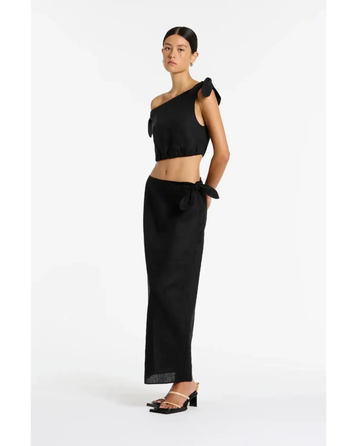 Sir The Label Bettina Tie Crop Size AU 12 and Midi Skirt Size AU 10 Set Black photo 2