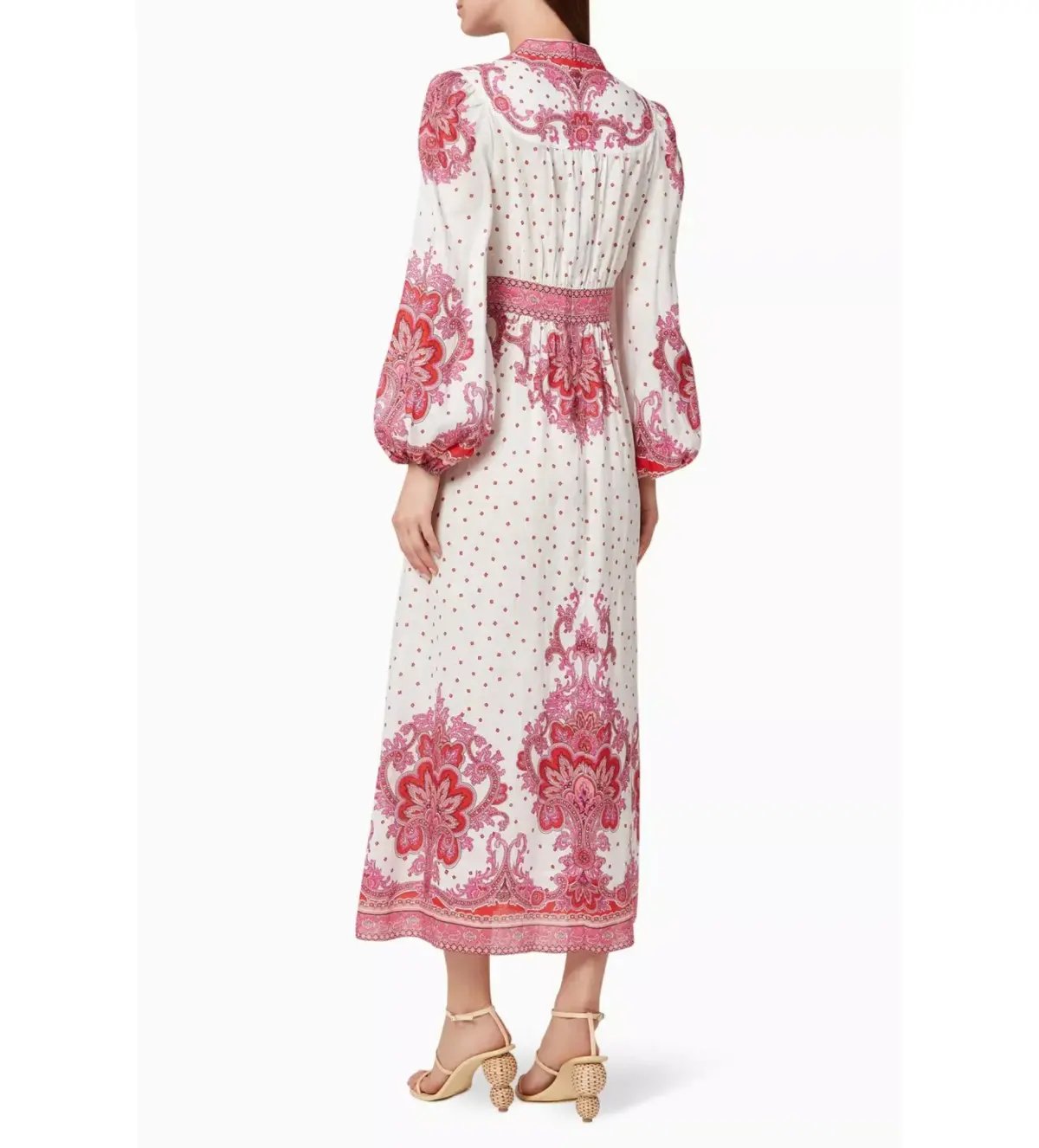 Zimmermann Bells Paisley Long Midi Dress Red Paisley Size 0 AU 8 photo 7