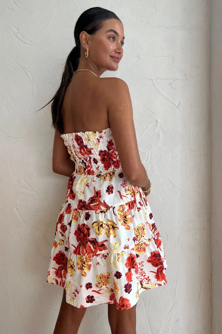 Shona Joy Kalani Shirred Strapless Mini Dress Floral Size 12 photo 3