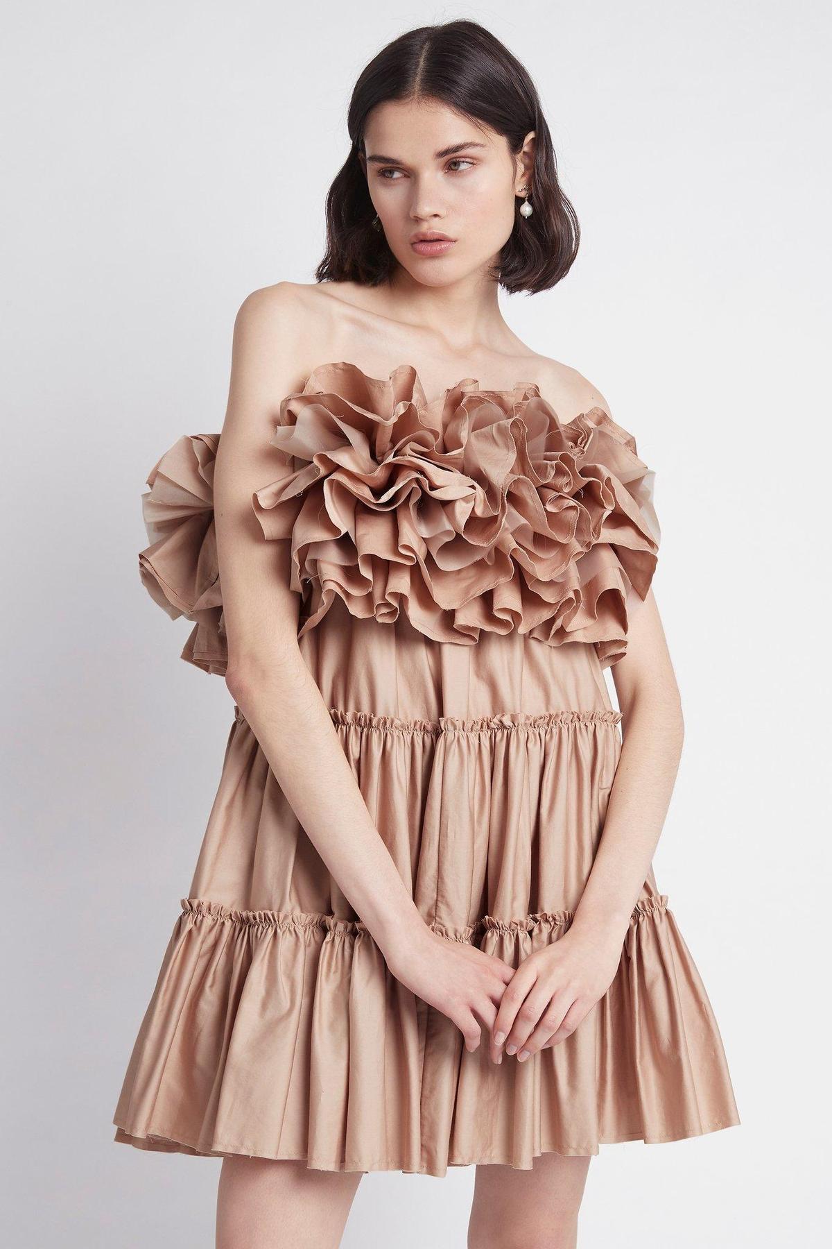 Aje Allure Tiered Mini Dress Brown Size 6 photo 2
