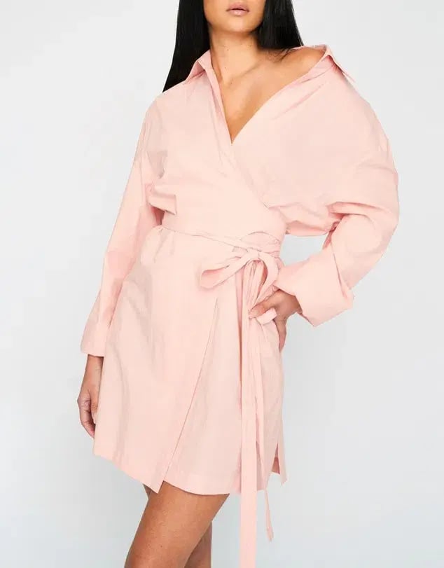By Johnny Naomi Cotton Wrap Dress Pink Size 6 photo 2