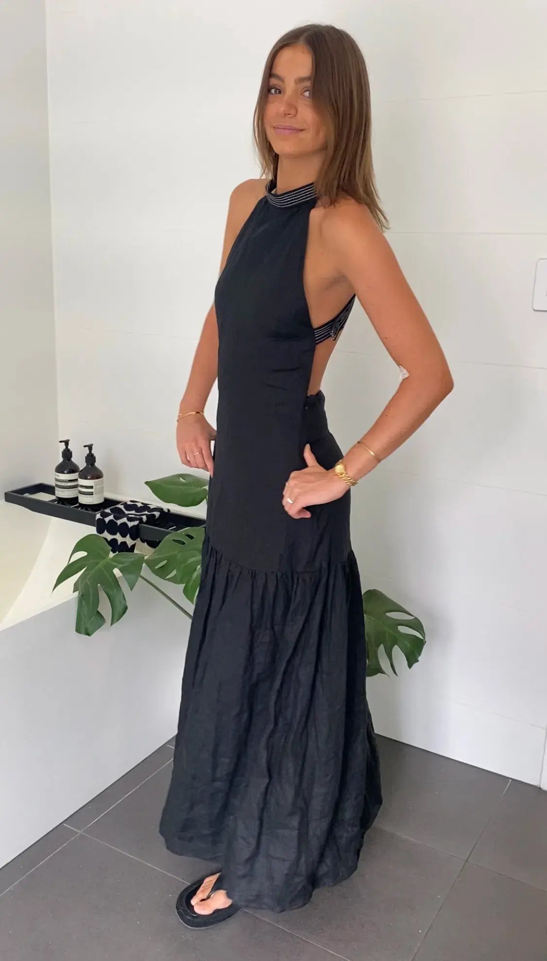 Sir the Label Vilma Midi Dress Black Size 8 photo 4