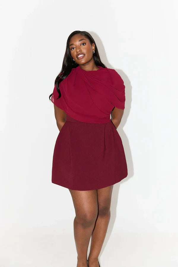 ODD MUSE THE ULTIMATE MUSE GATHERED MINI DRESS - BORDEAUX photo 4