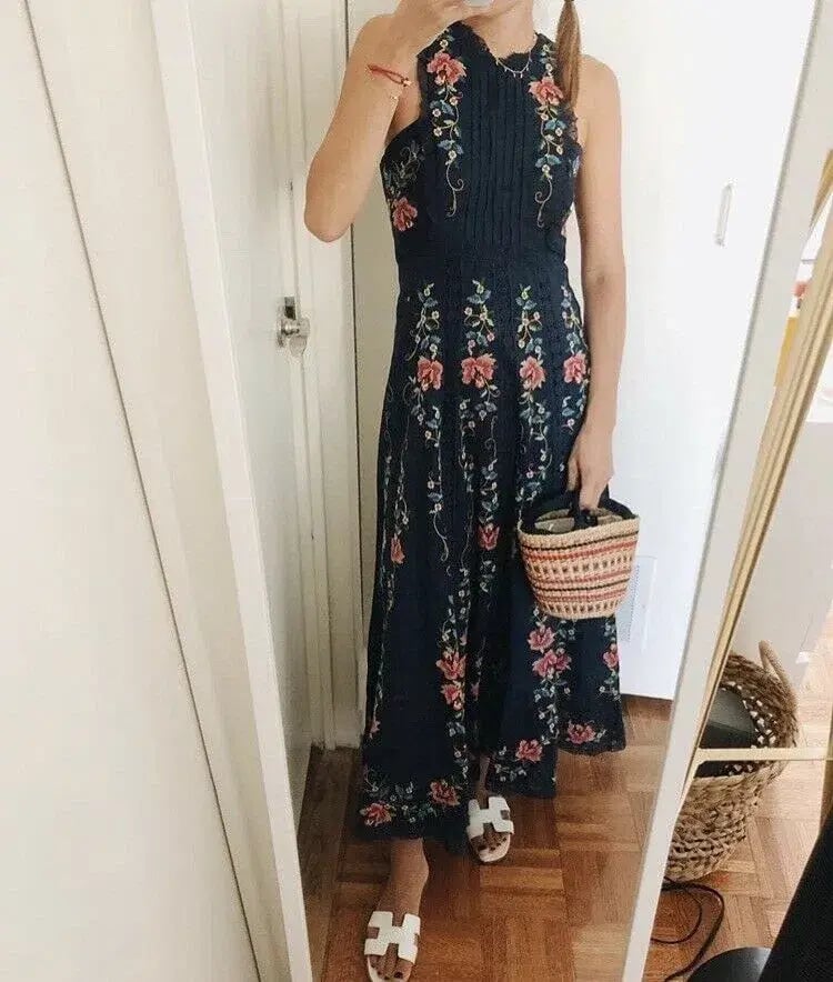 Zimmermann Laelia Cross Stitch Maxi Dress Black Size 0 / AU 8 photo 2