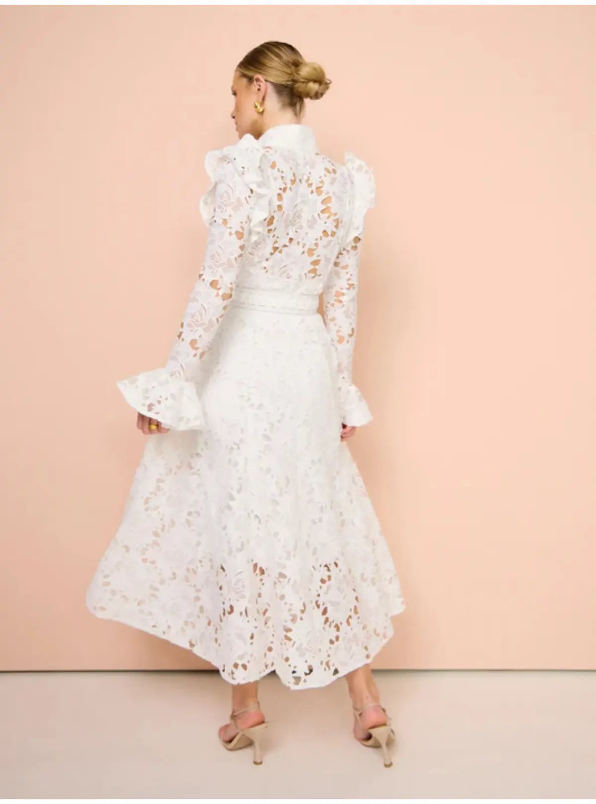 Leo Lin Aliyah Butterfly Sleeve Midi Dress Snow Size AU 12 photo 4