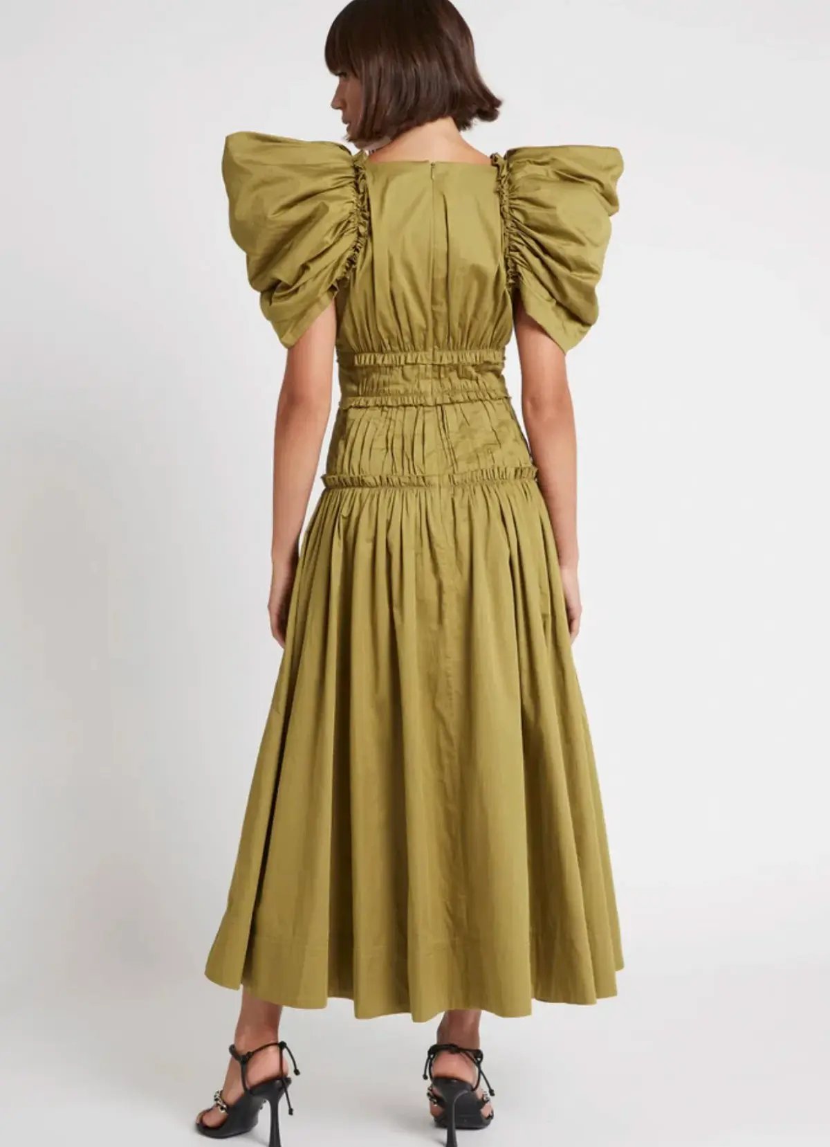 Aje Frequency Butterfly Sleeve Midi Dress Green Size 6 photo 2