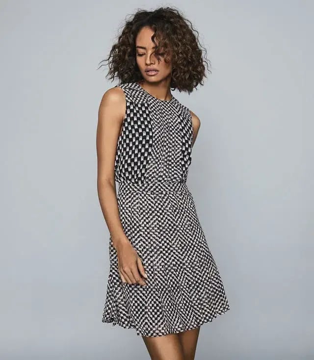 Reiss Nancy Mini Dress Black Print Size 8 photo 3