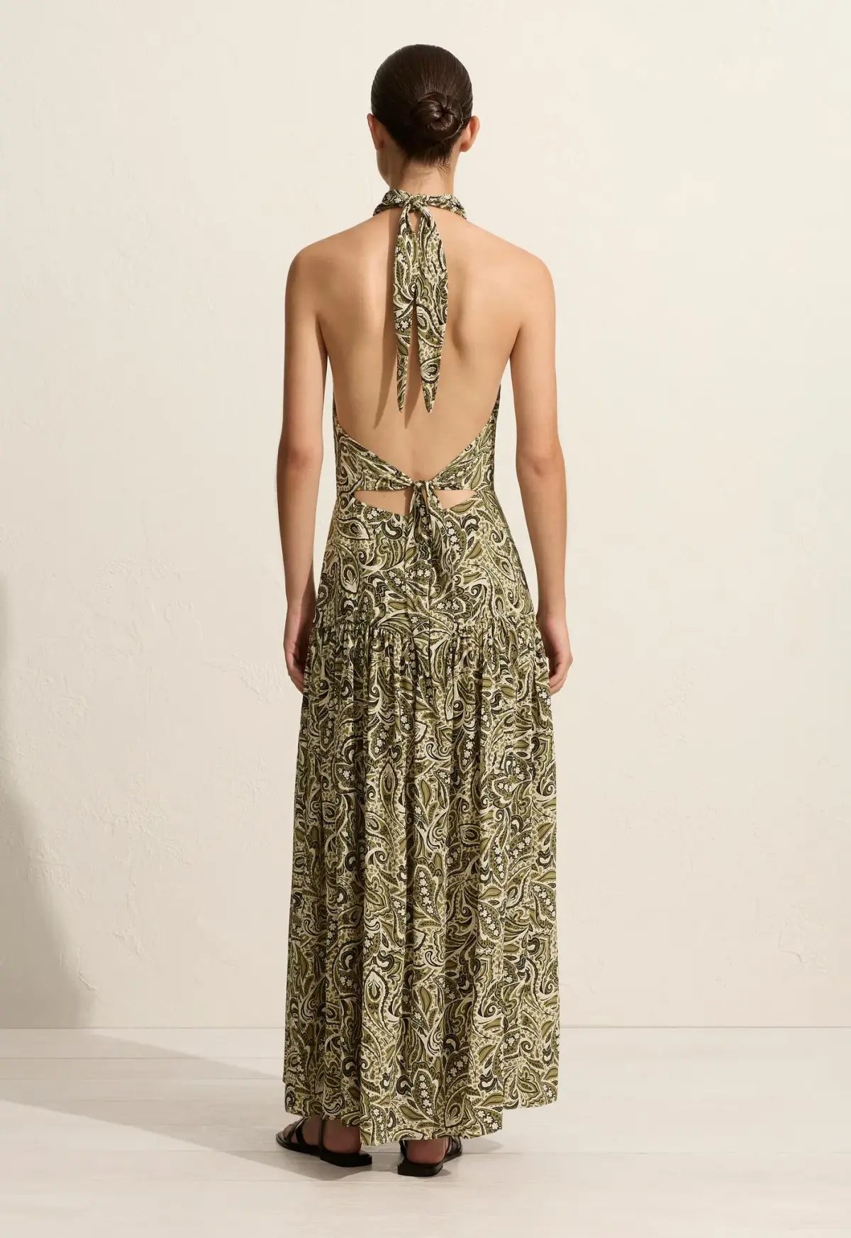 Matteau Scarf Paisley-Print Organic-Silk Dress Green Size 3 / AU 10 photo 2