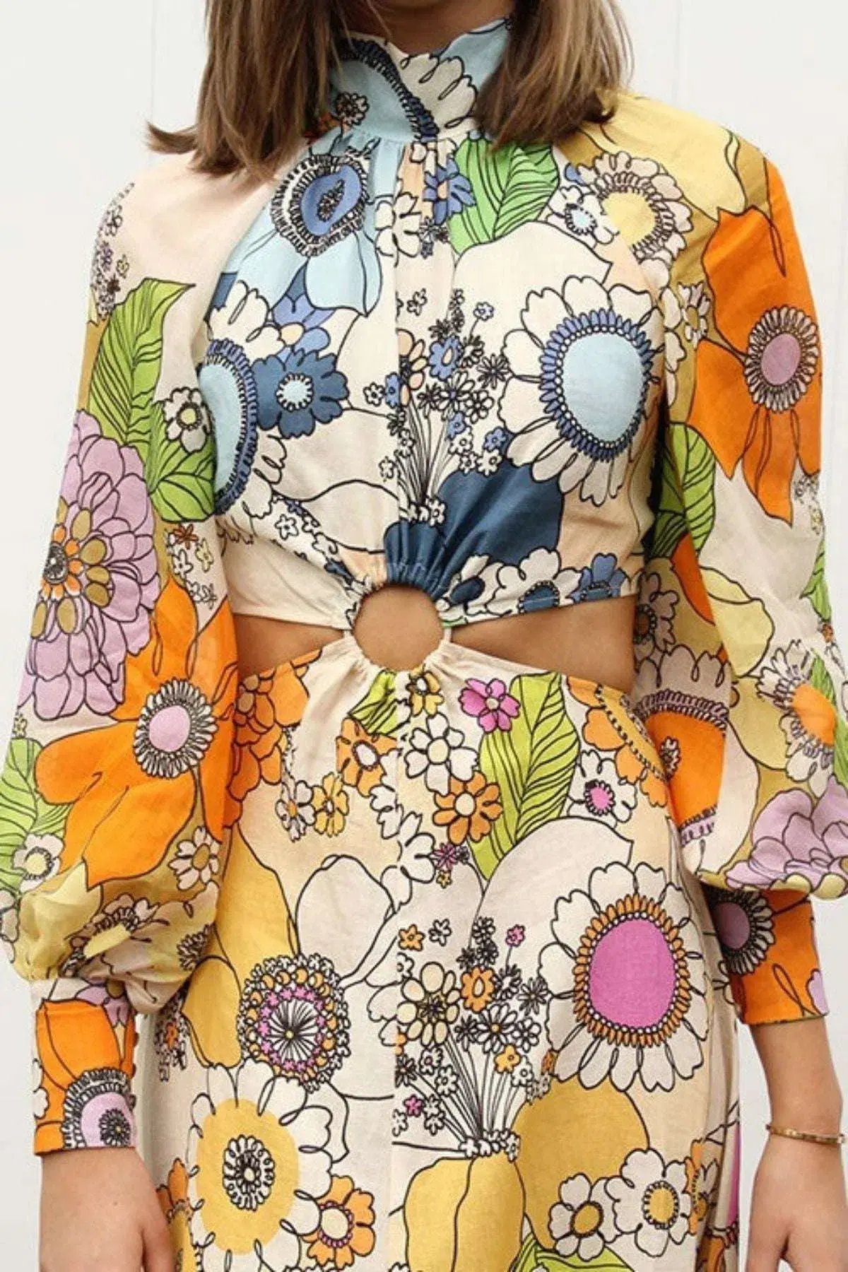 Alemais Farrah Cut Out Midi Dress Multi Size AU 8 photo 3