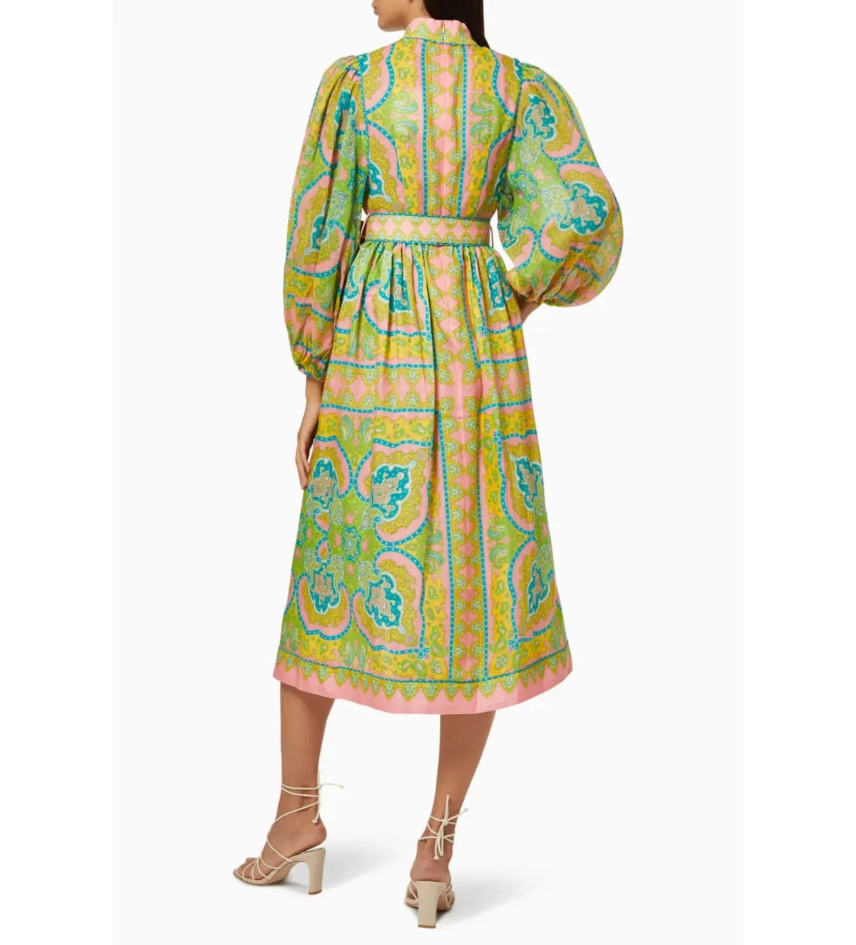 Zimmermann Estelle Midi Dress in Pink/Green Paisley Size 0 / AU 8 photo 3