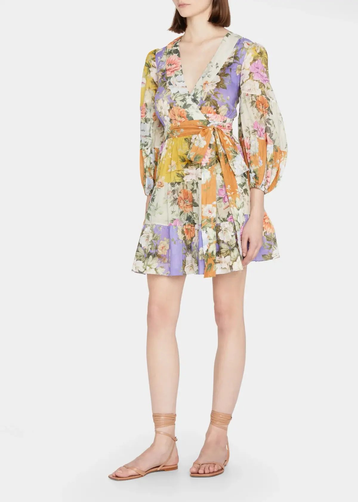 Zimmermann Pattie Wrap Mini Dress Print Size 12 photo 3
