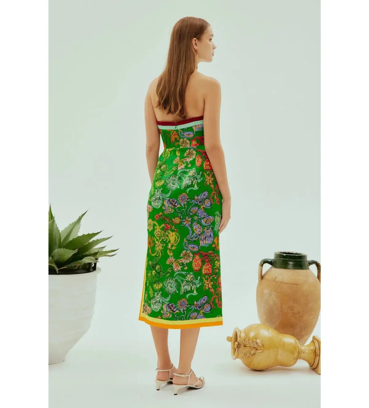 Alemais Fiesta Bodice Midi Dress Green Print Size AU 16 photo 3