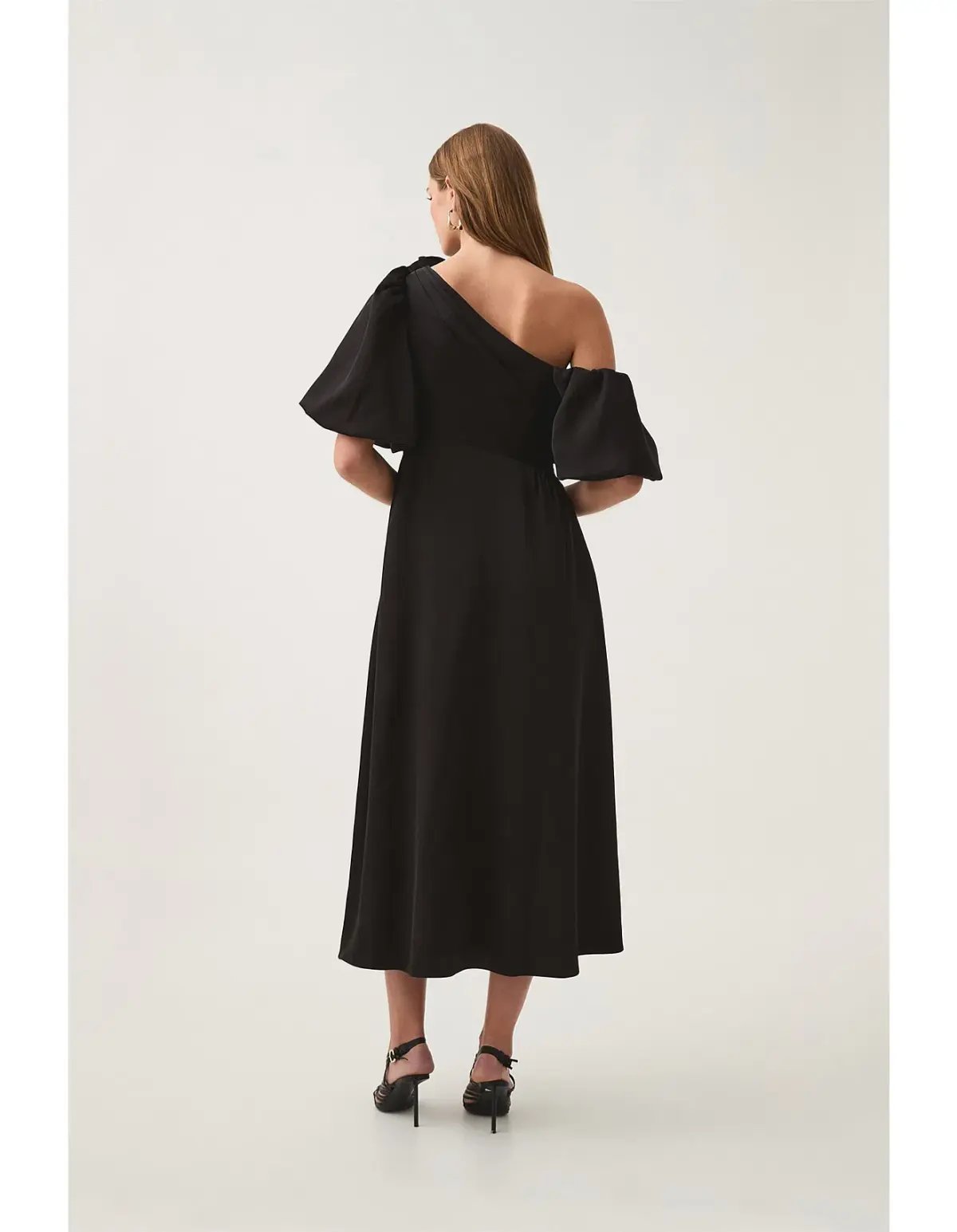 Aje Magnetic Draped Midi Dress Black Size AU 8 photo 3