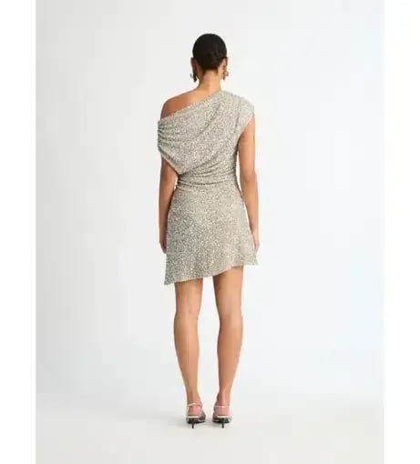 Sheike Glimmer Dress Silver Gold AU 6 photo 2