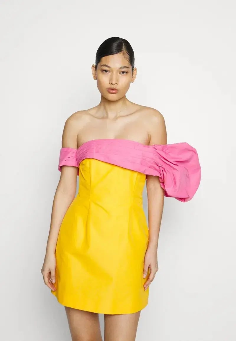 Rachel Gilbert Manuela Dress Yellow/Pink Size 8 photo 4