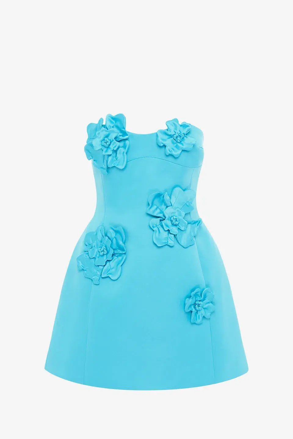 Leo Lin Rosario Petal Bustier Mini Dress in Aqua Size 8 photo 4