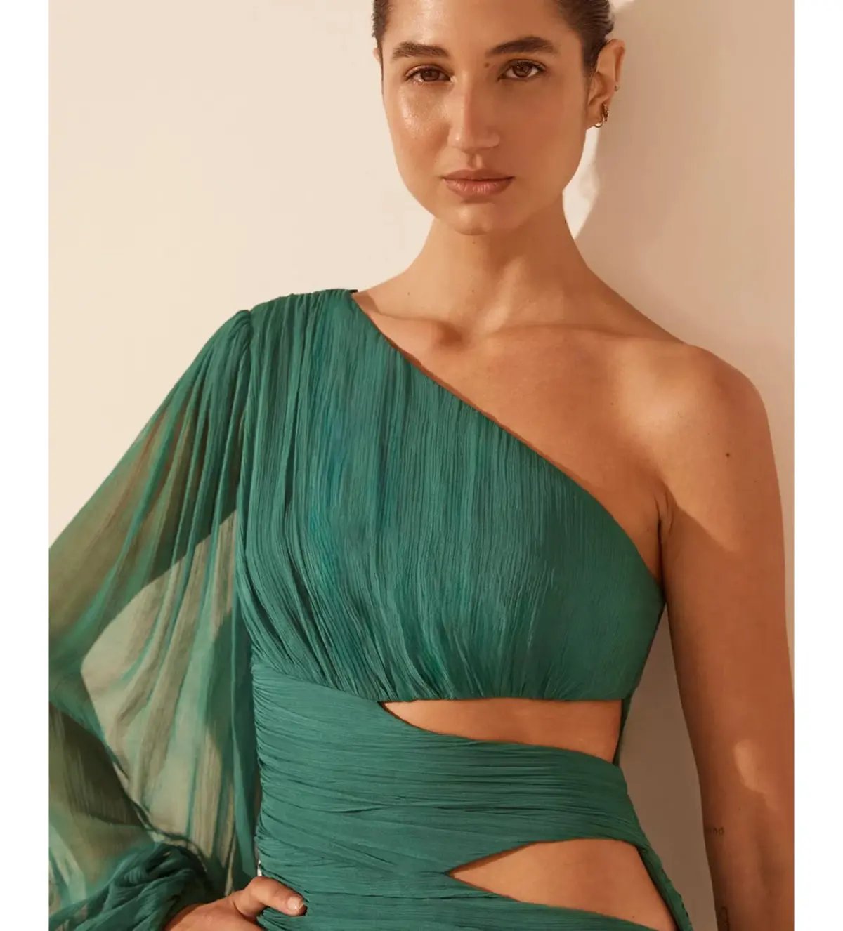 Shona Joy Margot One Shoulder Cut Out Mini Dress in Evergreen Size AU 10 photo 5
