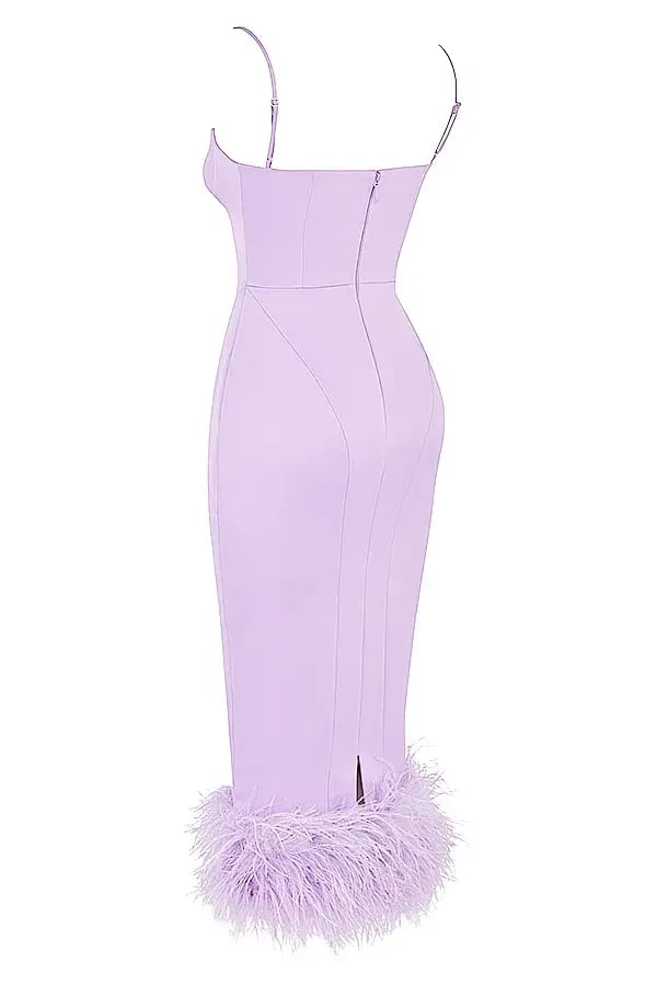 House of CB Helena Satin Midi Dress Orchid Purple Size 6 photo 5