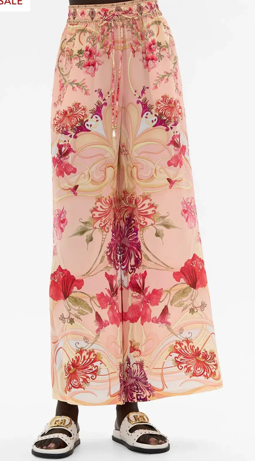 Camilla Double Breasted Soft Jacket (Size L) and Straight Leg Pants (Size XXL) Set in Blossoms and Brushstrokes photo 3