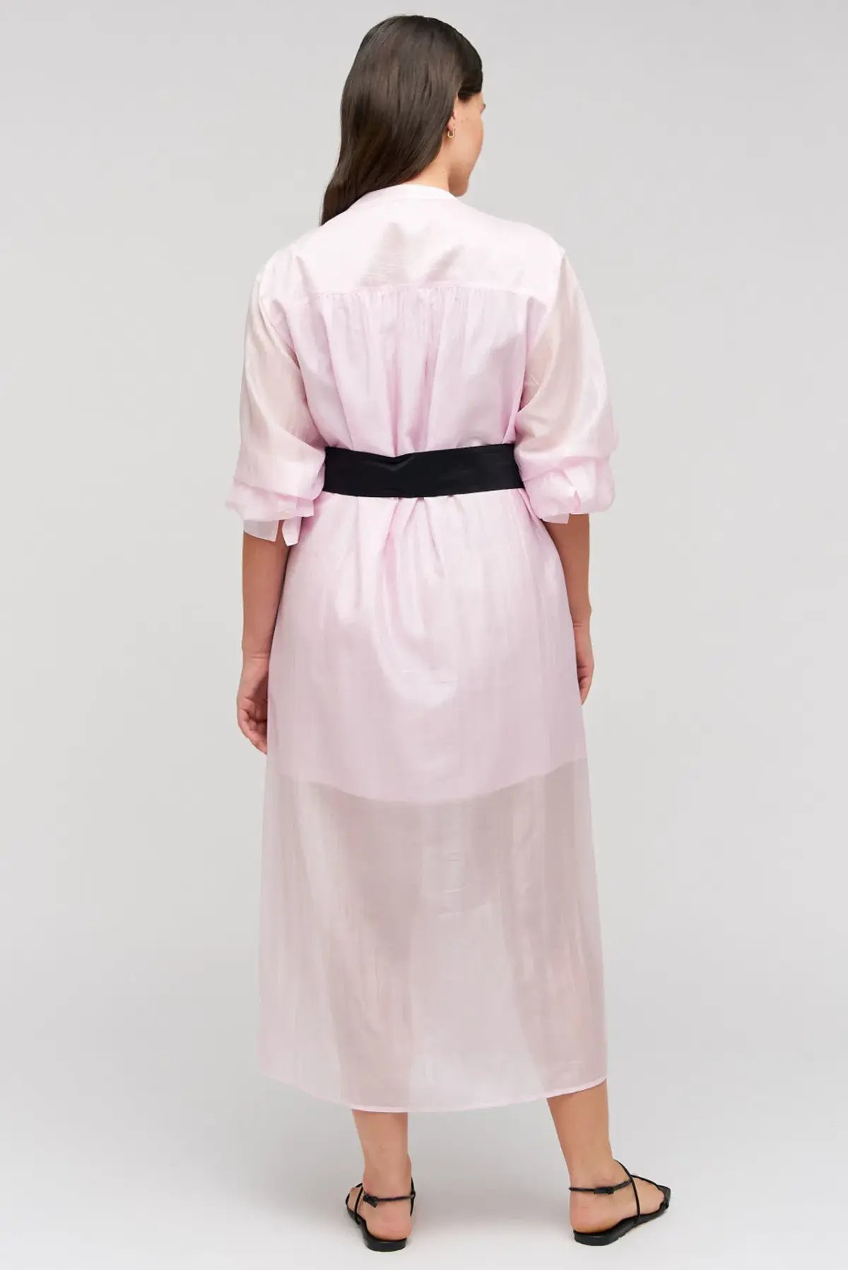 Oroton Scallop Lace Shirt Midi Long Sleeve Dress Pink Rose Size AU 16 photo 9