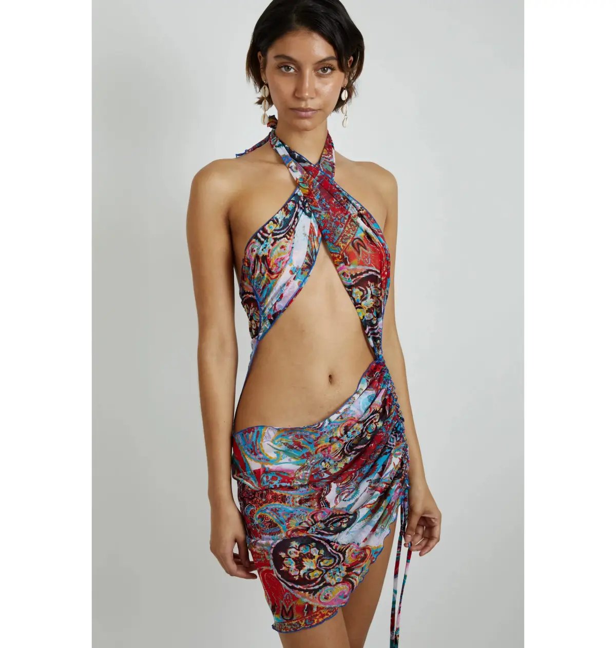 Kim Shui Mesh Paisley Wrap Dress in Multi Size Small / AU 8 photo 2