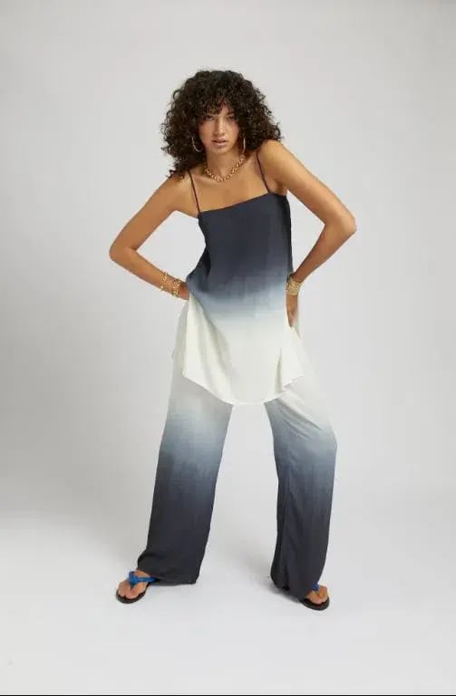 Summi Summi Tunic Top Size XS and Elastic Waist Drawstring Pants Size M Set in Charcoal Fade photo 2