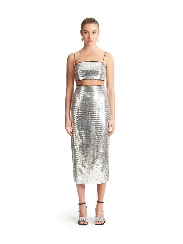 Sheike Walk of Fame Sequin Top and Skirt Set Silver Size 6 (Skirt) + Size 8 (Top) photo 2