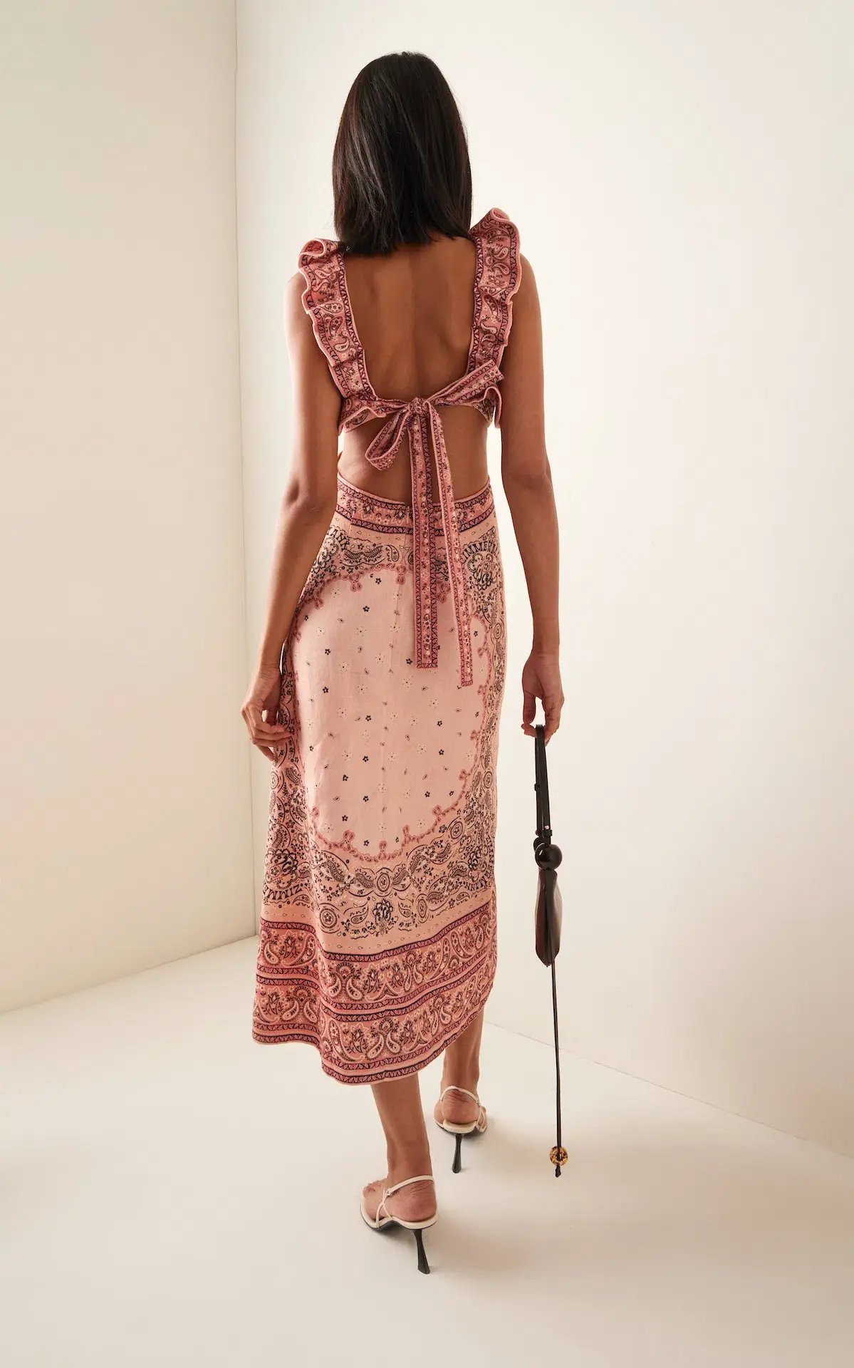 Zimmermann Matchmaker Frilled Midi Dress Pink Bandana Size 1 / AU 10 photo 2
