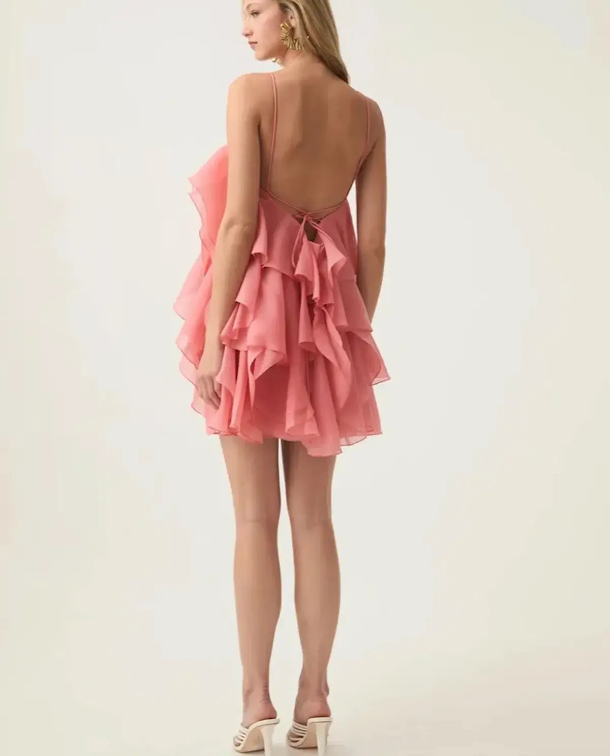 Aje Pandorea Layered Mini Dress in Washed Coral Size 8 photo 3