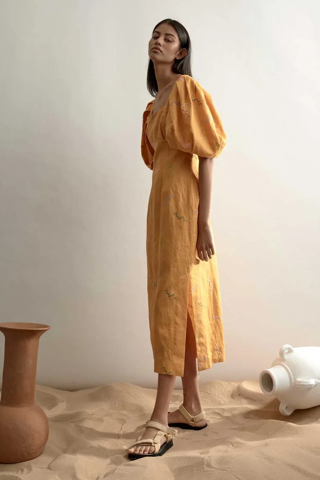 Alemais Sundance Midi Dress Yellow Print Size 6 photo 2