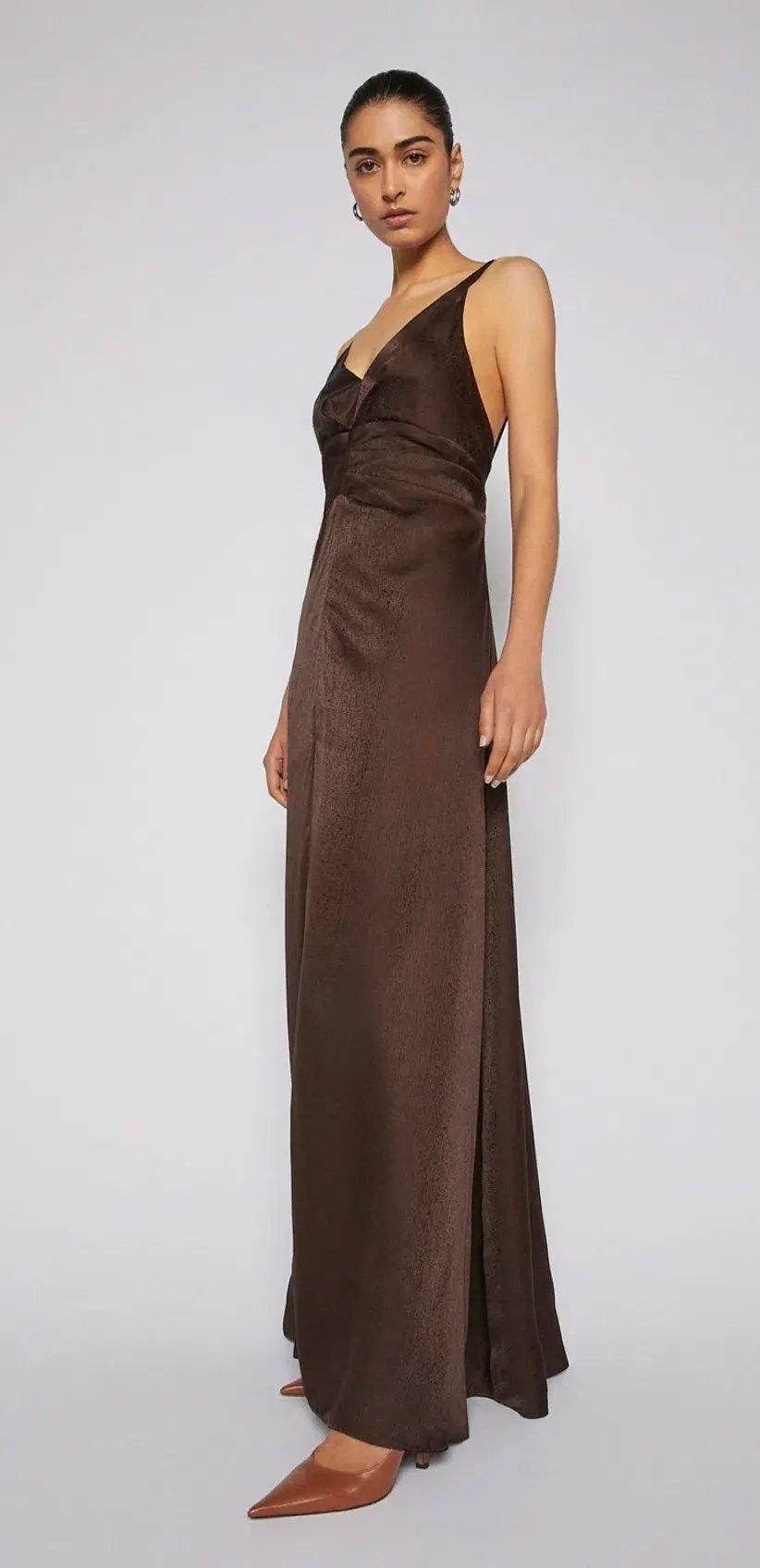 Scanlan Theodore Silk Jacquard Gown Chocolate Size AU 8 photo 5
