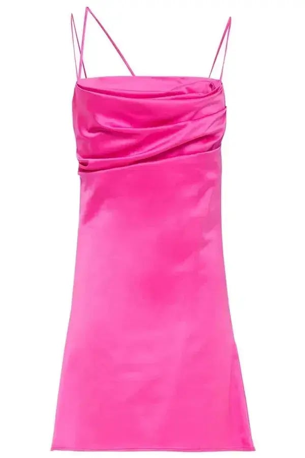 De La Vali Women's Frisco Silk Satin Dress Bright Pink Size 8 photo 5