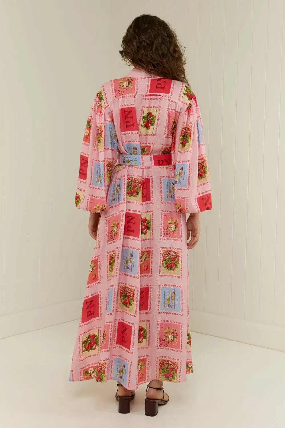 Palm Noosa Noddy Shirt Maxi Dress in Strawberry Stamp Print Size AU 10 photo 3