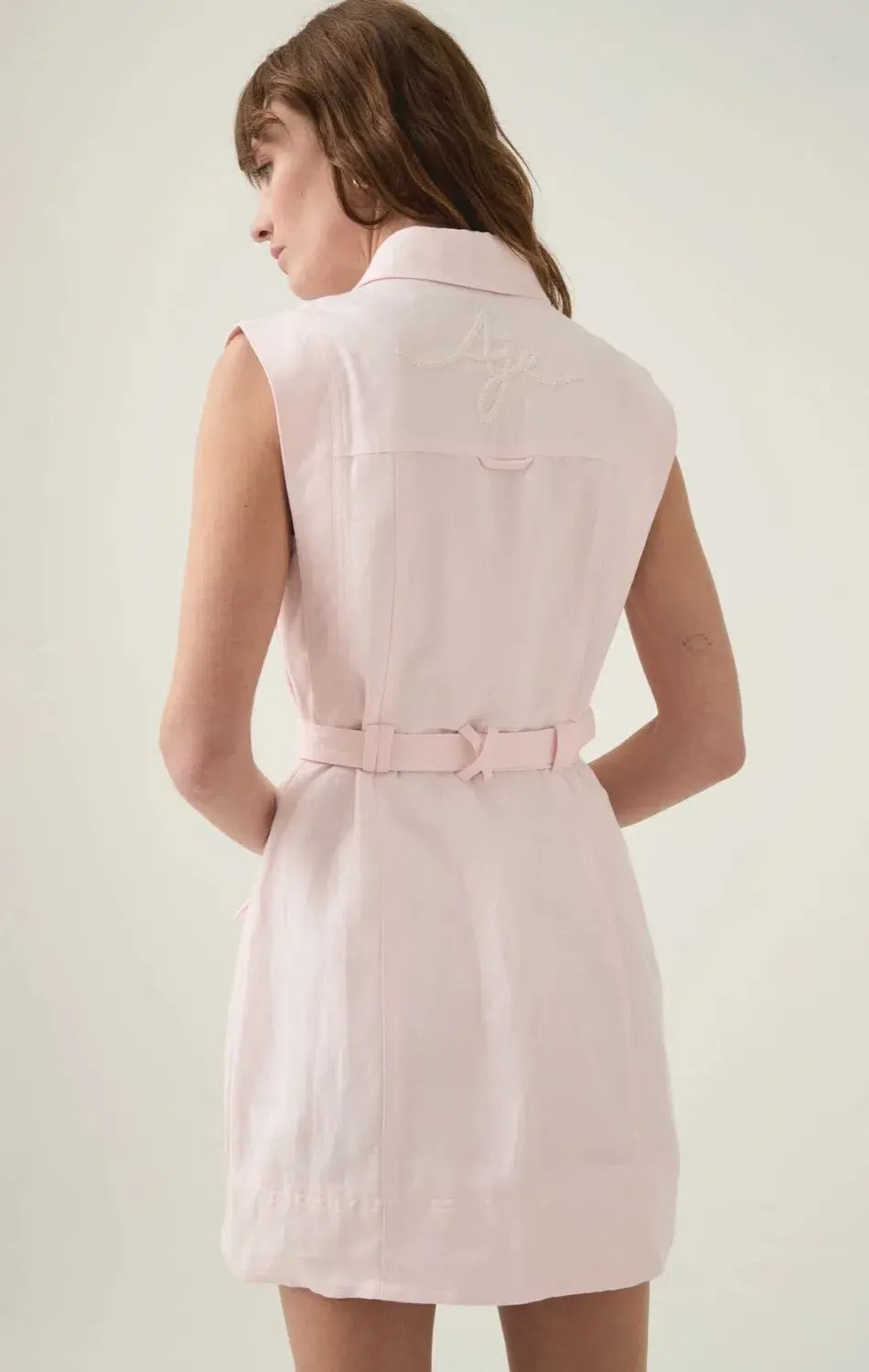 Aje Dulcet Logo Mini Dress Pastel Pink Size 8 photo 3