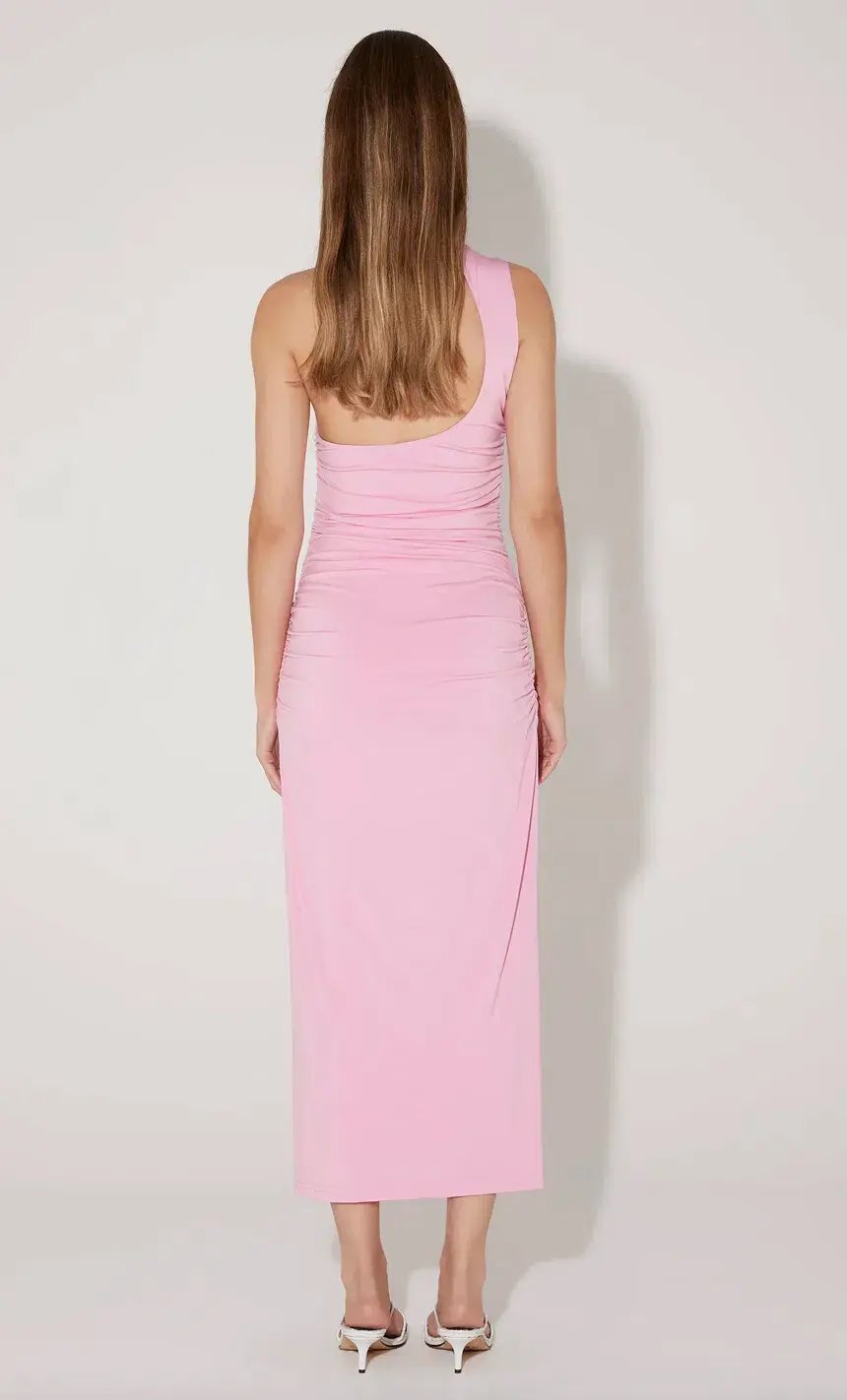 Hansen & Gretel Shimmy Fitted Midi Dress Prism Pink Size XS / Au 6 photo 2