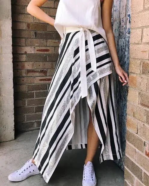 Sass and Bide The Front Row Maxi Skirt Black/Silver Size AU 6 photo 4
