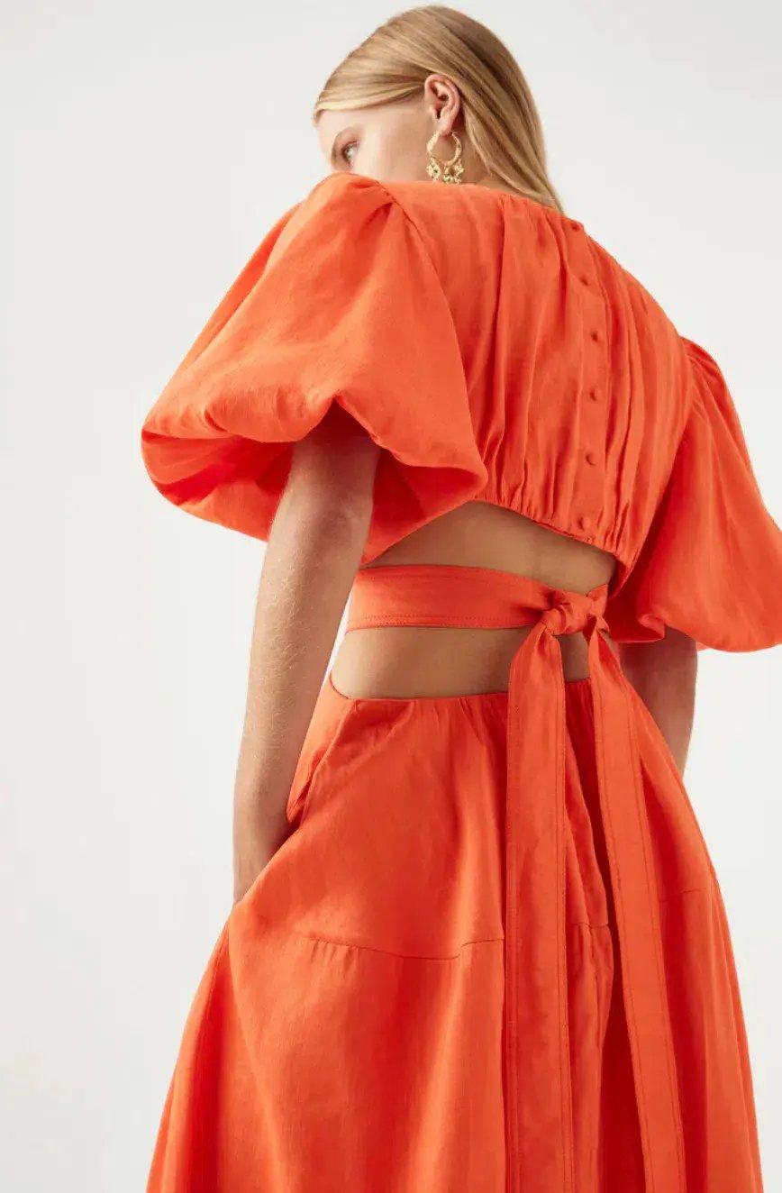 Aje Mimosa Midi Dress Orange Size AU 10 photo 2