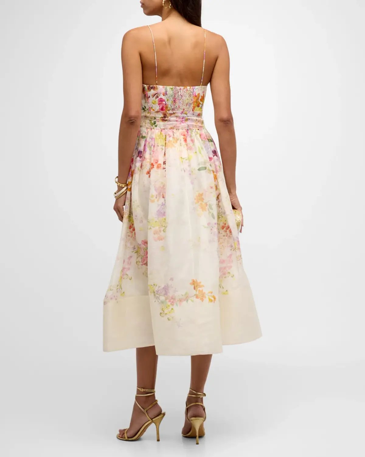 Zimmermann Natura Corset Midi Dress Kaleidoscope Garden Floral Size 1 / AU 10 photo 2