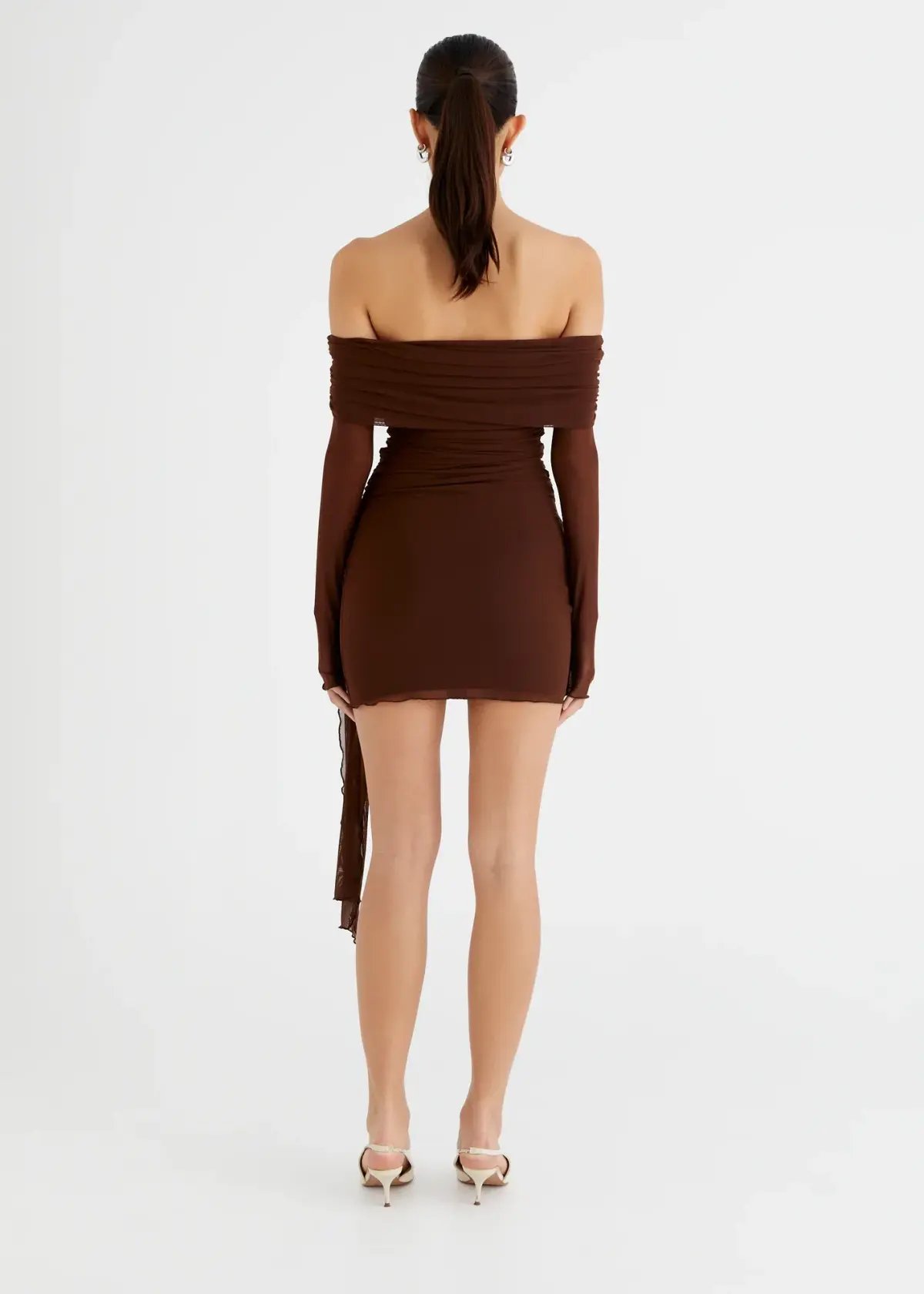 Benni Yasmin Off Shoulder Mini Dress Brown Size 10 photo 2