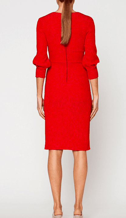 Scanlan Theodore Stretch Reptile Pencil Dress Red Size 10 photo 3