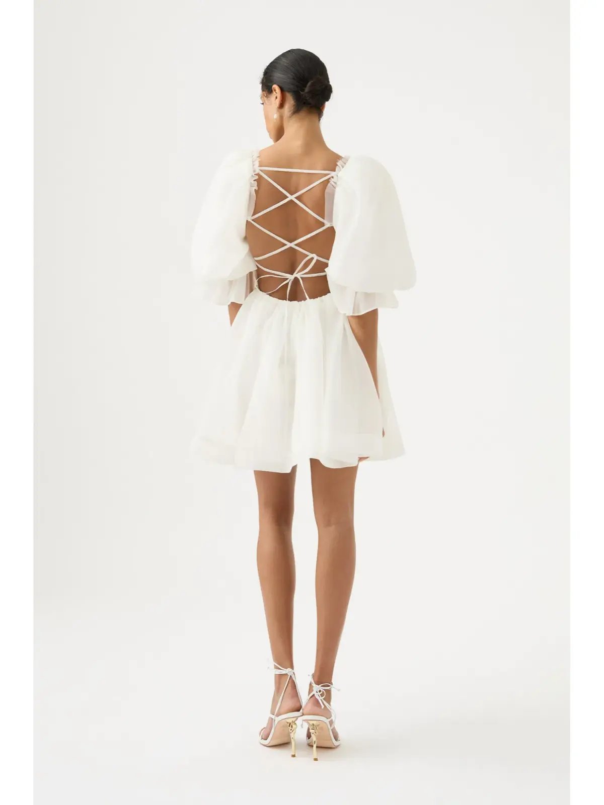 Aje Astrid Tie Back Mini Dress Ivory Size AU 6 photo 4