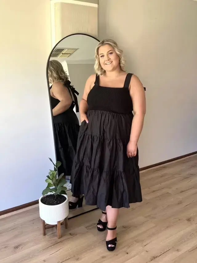 Aje Casa Tiered Midi Dress Black Size 14 photo 2